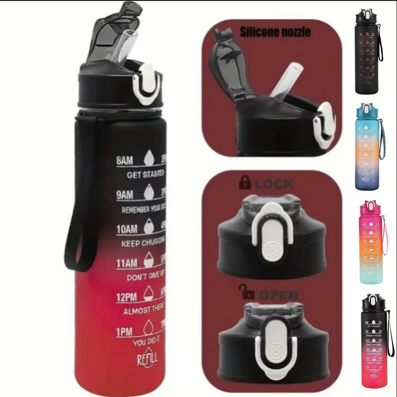 750ml 스포츠 물병, 시간 추적 기능이 있는 빨대, - Outdoor Adventure Sports 리뷰 및 가격